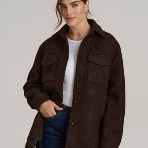American Tall Relaxed Boucle Shacket for Tall Women in Espresso Size SS / Tall /